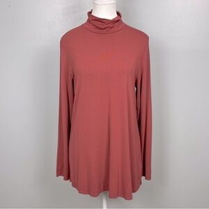 Soft Surroundings modal spandex tunic length clay/rose color turtleneck, medium.